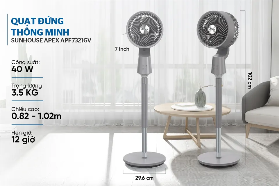 Quạt đứng thông minh SUNHOUSE APEX APF7321GV