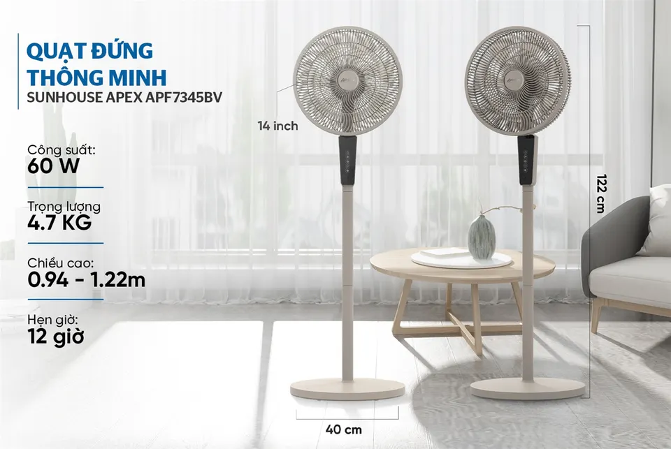 Quạt đứng thông minh SUNHOUSE APEX APF7345BV