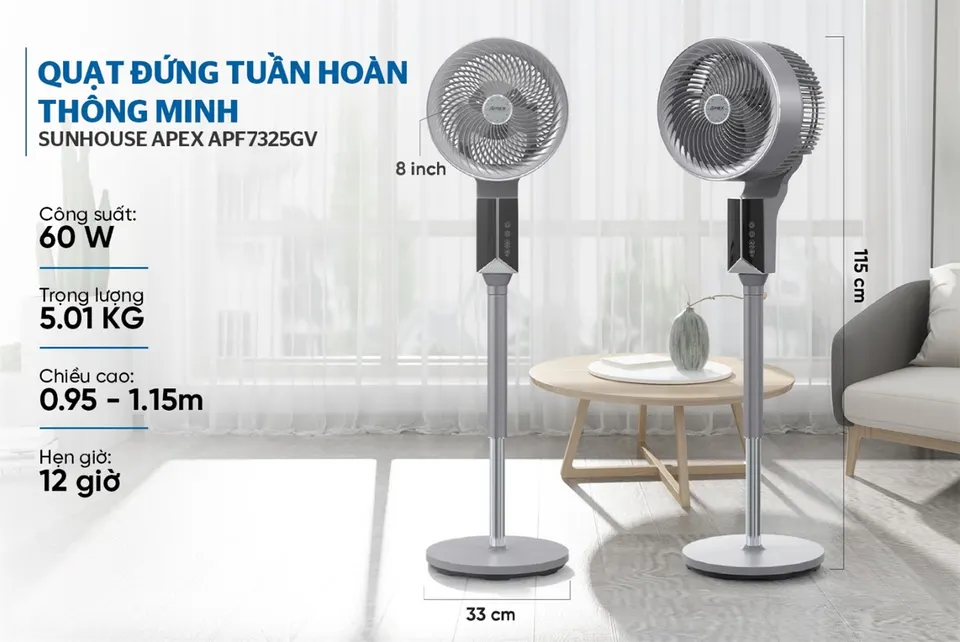 Quạt đứng tuần hoàn thông minh SUNHOUSE APEX APF7325GV