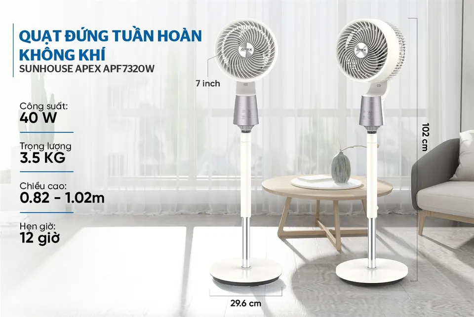 Quạt đứng tuần hoàn không khí SUNHOUSE APEX APF7320W