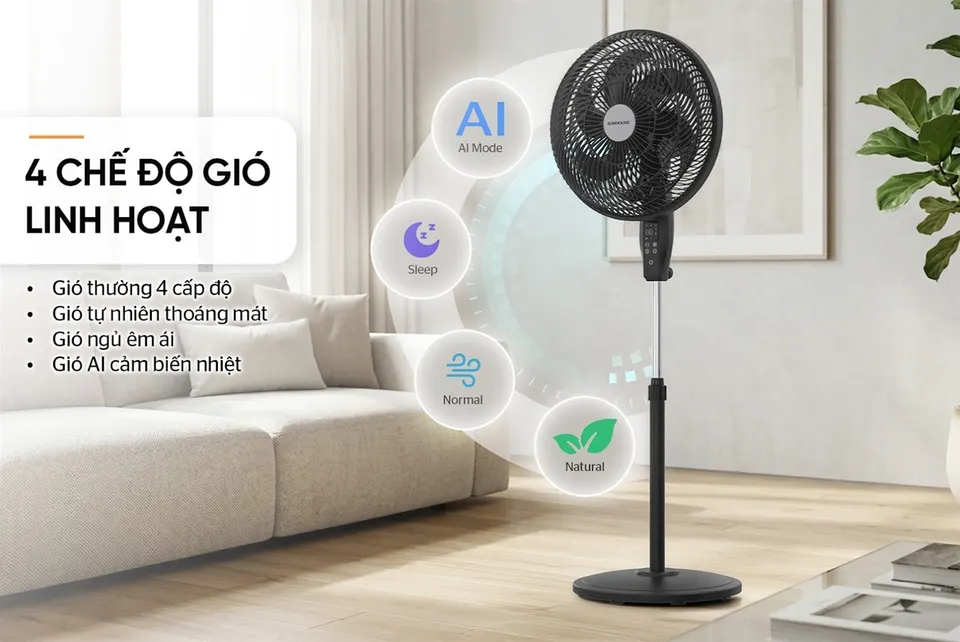 Quạt đứng 6 cánh SUNHOUSE SHD7366B