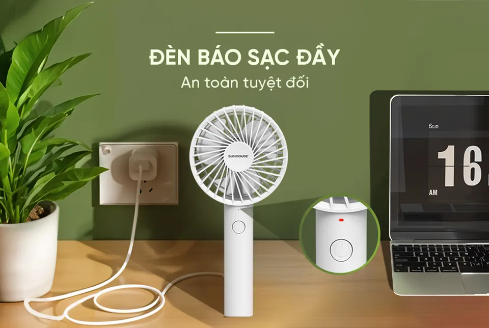 Quạt sạc mini cầm tay SUNHOUSE SHD7109