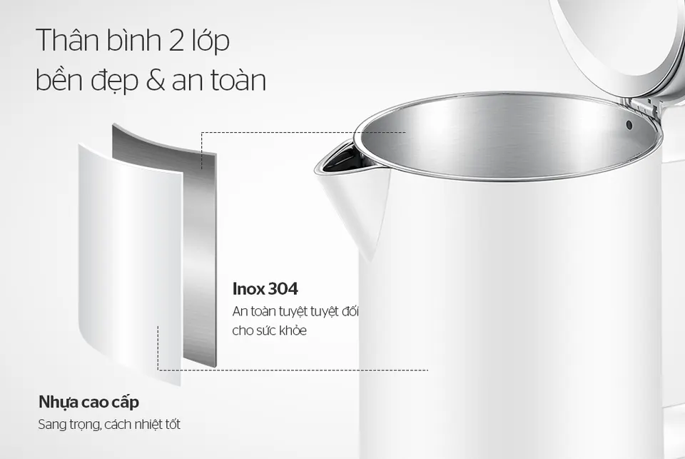 ẤM SIÊU TỐC INOX 2 LỚP 1.7L SUNHOUSE MAMA SHD1386W - 3