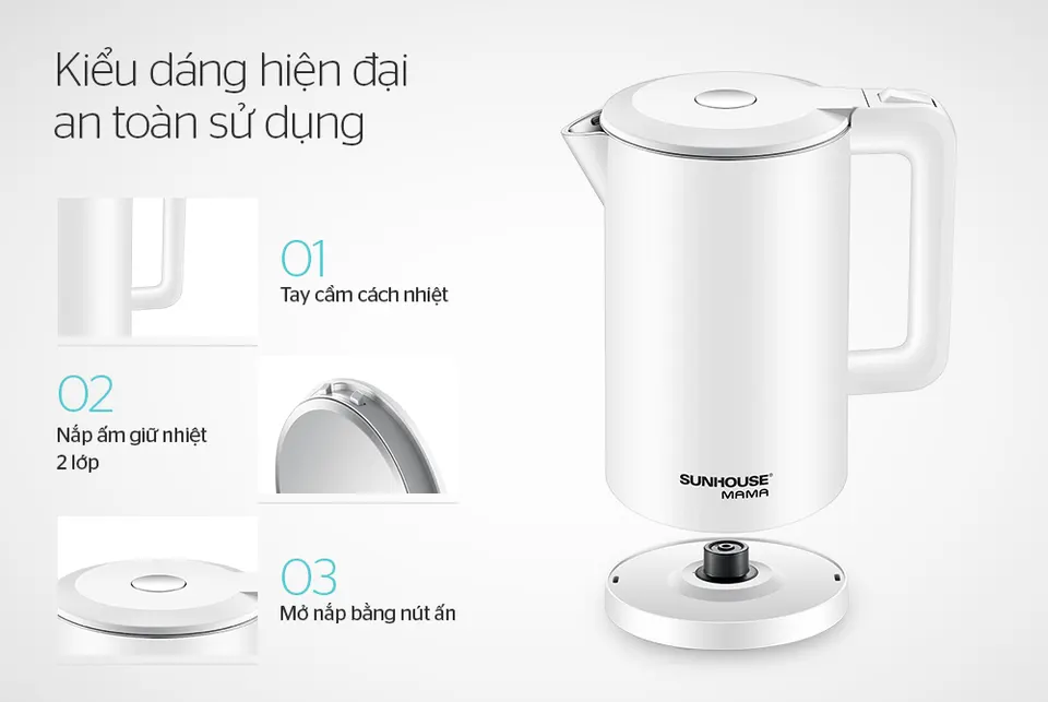 ẤM SIÊU TỐC INOX 2 LỚP 1.7L SUNHOUSE MAMA SHD1386W - 4