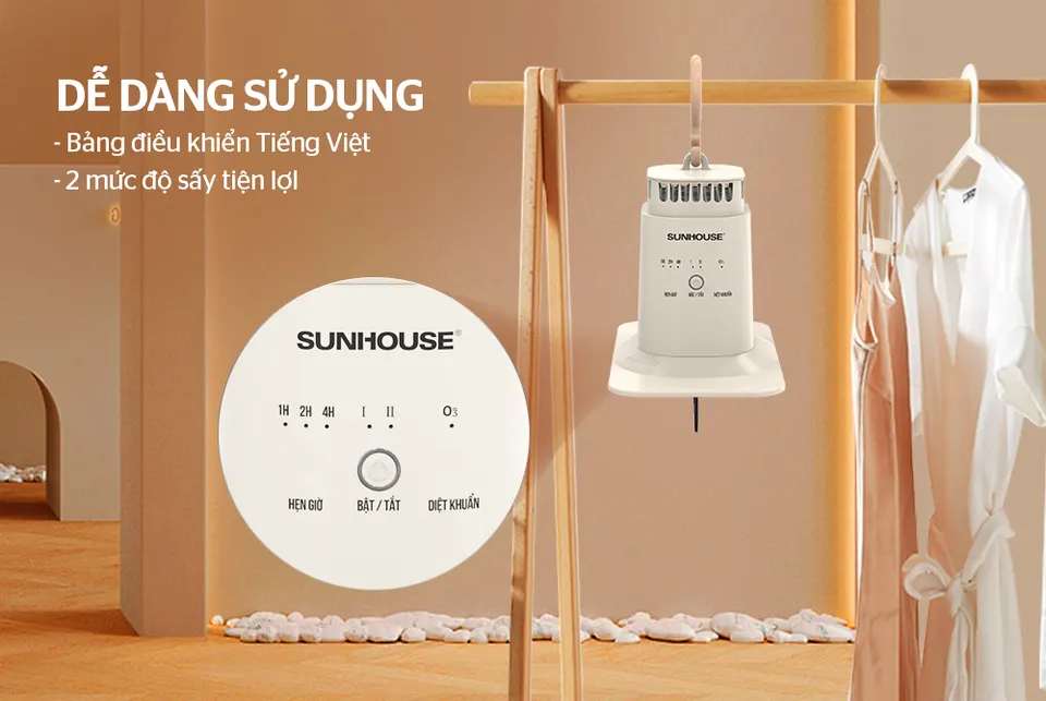 Máy sấy quần áo mini SUNHOUSE SHD2704