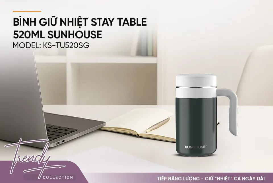 Bình cốc giữ nhiệt Stay Table 520ml SUNHOUSE KS-TU520SG