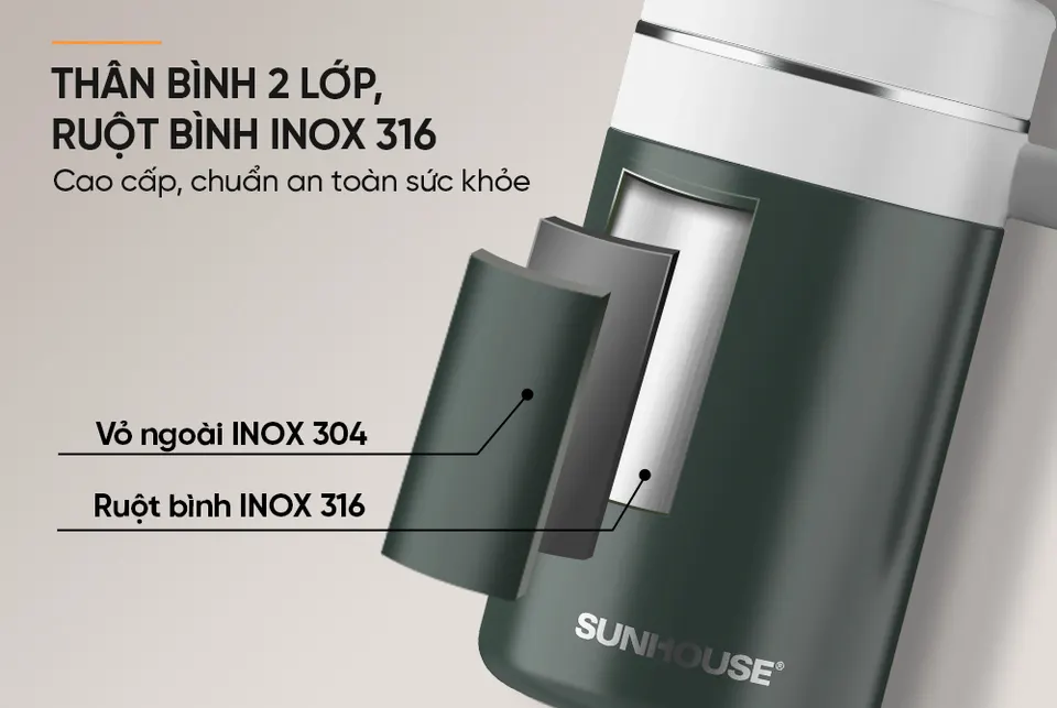 Bình cốc giữ nhiệt Stay Table 520ml SUNHOUSE KS-TU520SG