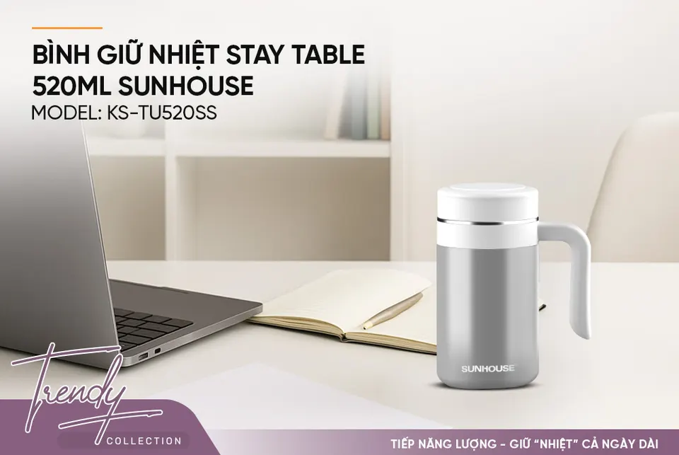 Bình cốc giữ nhiệt Stay Table 520ml SUNHOUSE KS-TU520SS