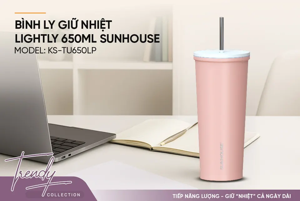 Bình ly giữ nhiệt Lightly 650ml SUNHOUSE KS-TU650LP