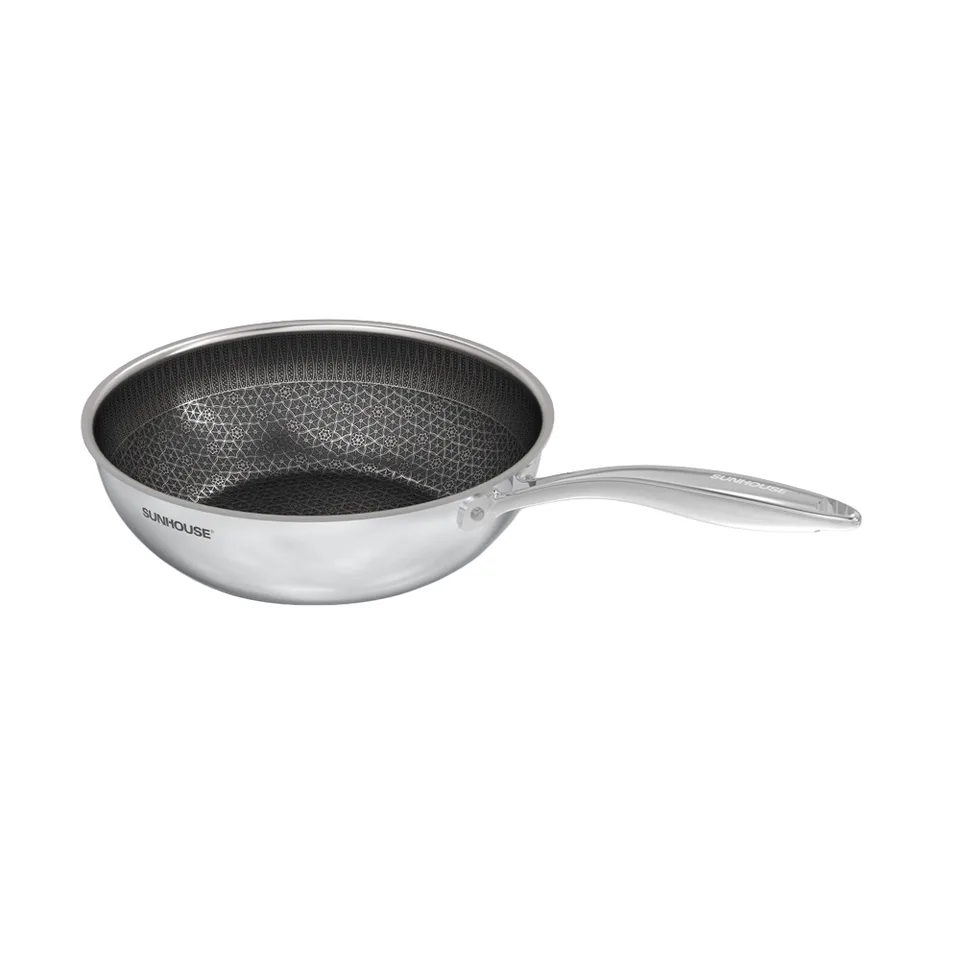Chảo xào inox liền đáy Hybrid SUNHOUSE Healthy IN26M8 1