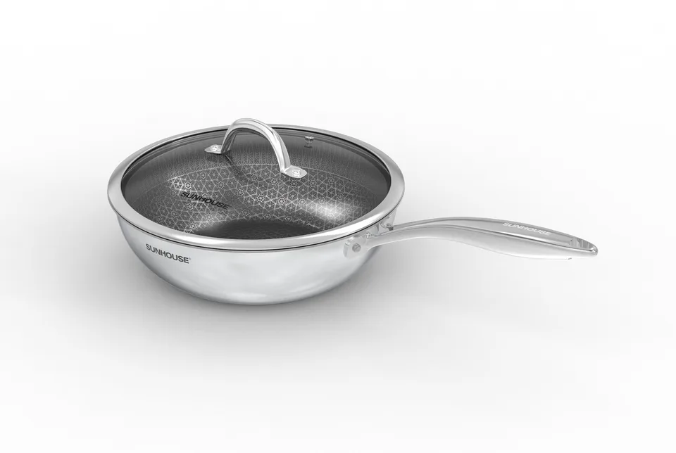 Chảo xào inox đáy liền HYBRID SUNHOUSE HEALTHY IN26M8VK 3