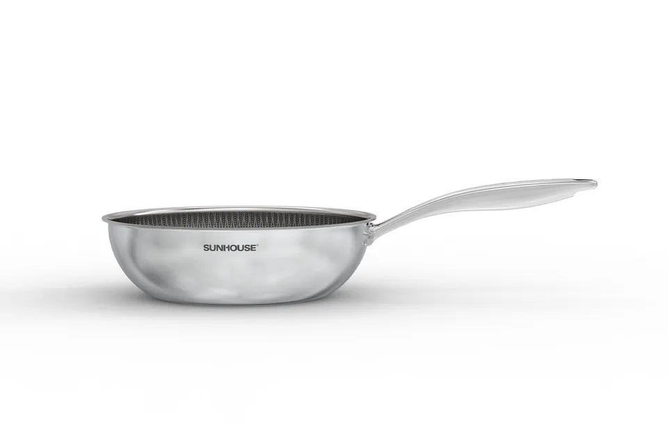 Chảo xào inox liền đáy Hybrid SUNHOUSE Healthy IN26M8 2