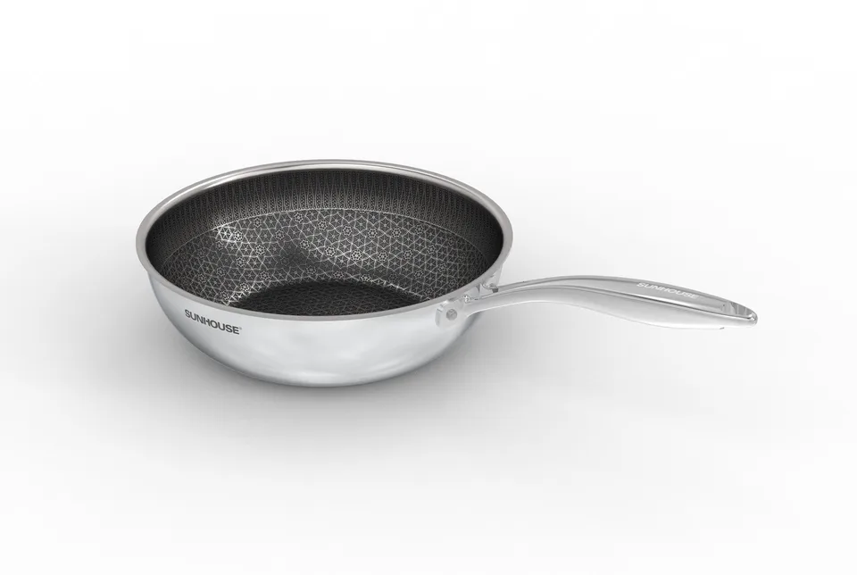 Chảo xào inox liền đáy Hybrid SUNHOUSE Healthy IN26M8 3