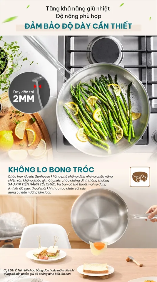 Chảo inox đa lớp SUNHOUSE IN20M6P 9