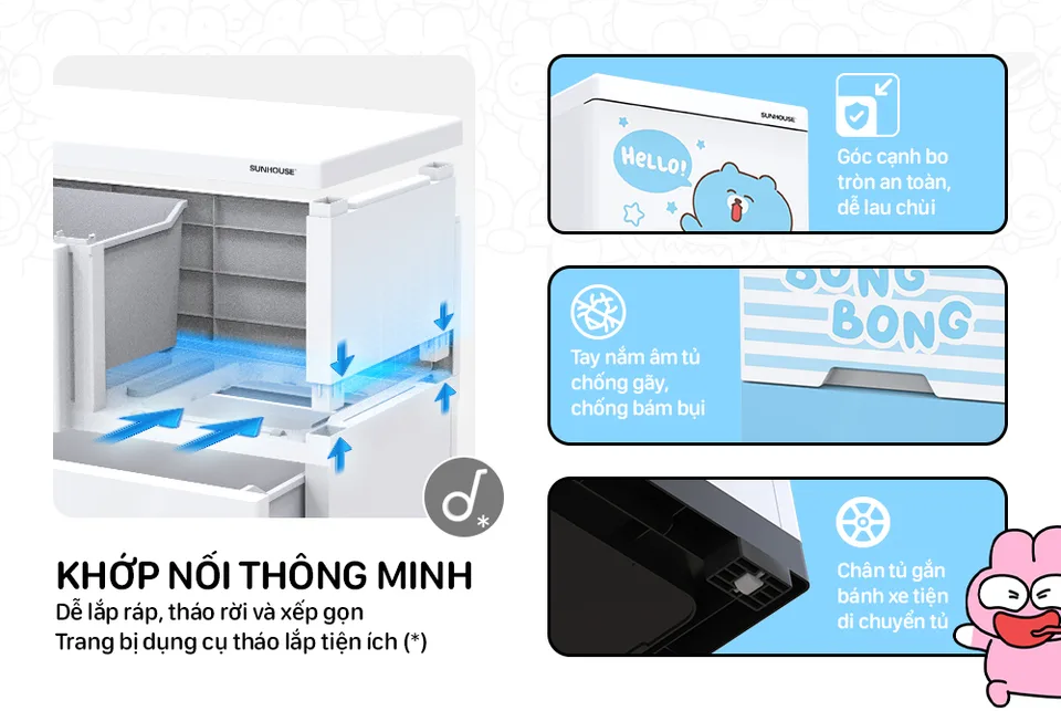 Tủ nhựa trẻ em 2 cánh Happy Kids SUNHOUSE KS-CA1400B4 8
