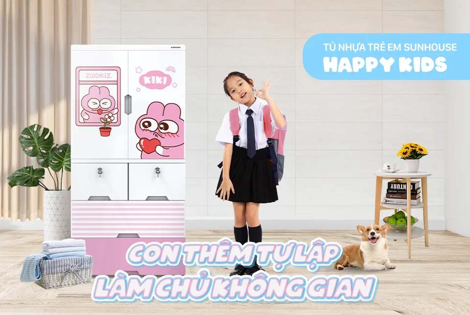 Tủ nhựa trẻ em 2 cánh Happy Kids SUNHOUSE KS-CA1400G4 4
