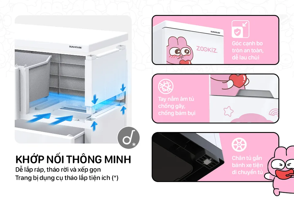 Tủ nhựa trẻ em 2 cánh Happy Kids SUNHOUSE KS-CA1400G4 8