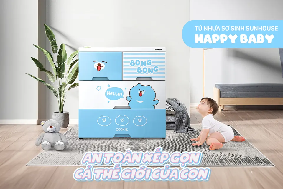 Tủ nhựa sơ sinh 4 ngăn Happy Baby SUNHOUSE KS-CA688B4