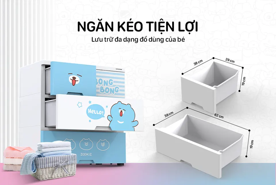 Tủ nhựa sơ sinh 4 ngăn Happy Baby SUNHOUSE KS-CA688B4
