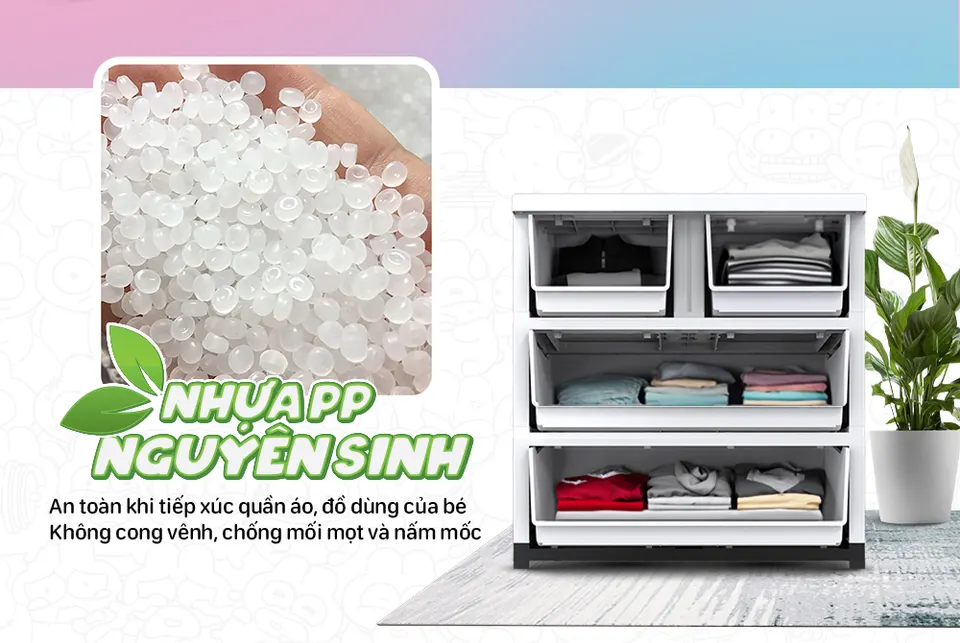 Tủ nhựa sơ sinh 4 ngăn Happy Baby SUNHOUSE KS-CA688B4