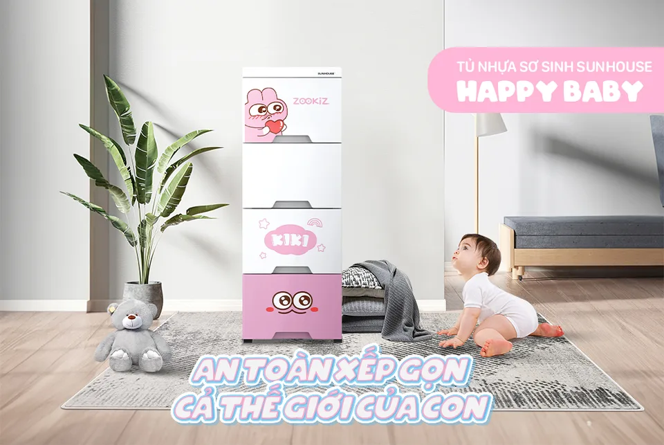 Tủ nhựa sơ sinh 3 ngăn Happy Baby SUNHOUSE KS-CA343G4 7