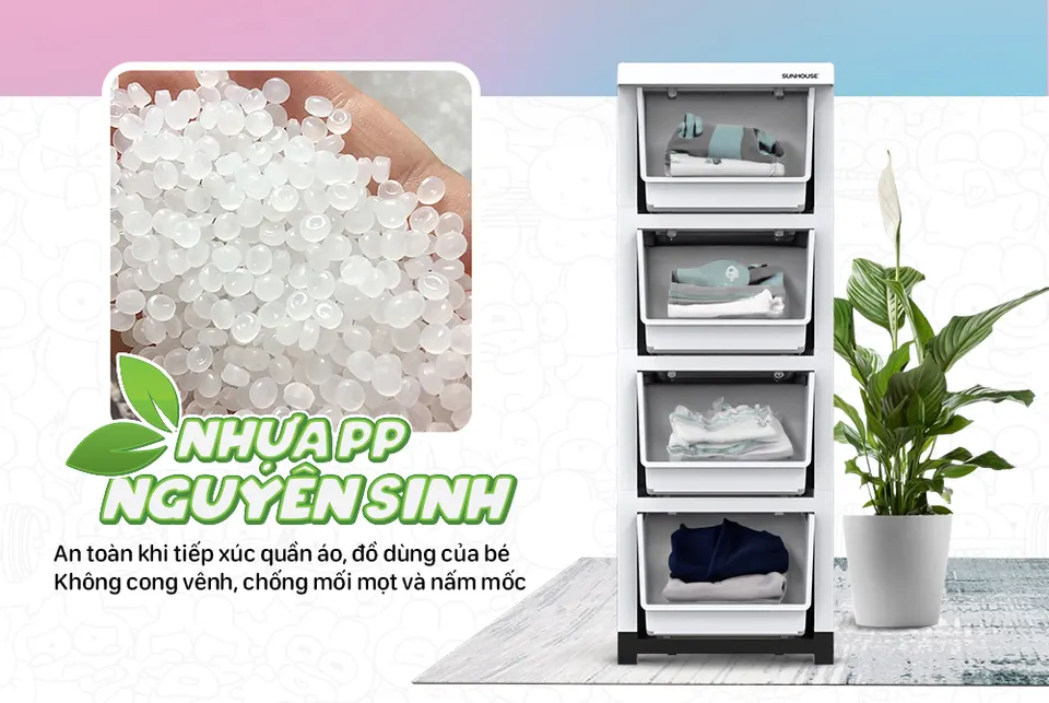 Tủ nhựa sơ sinh 3 ngăn Happy Baby SUNHOUSE KS-CA343G4