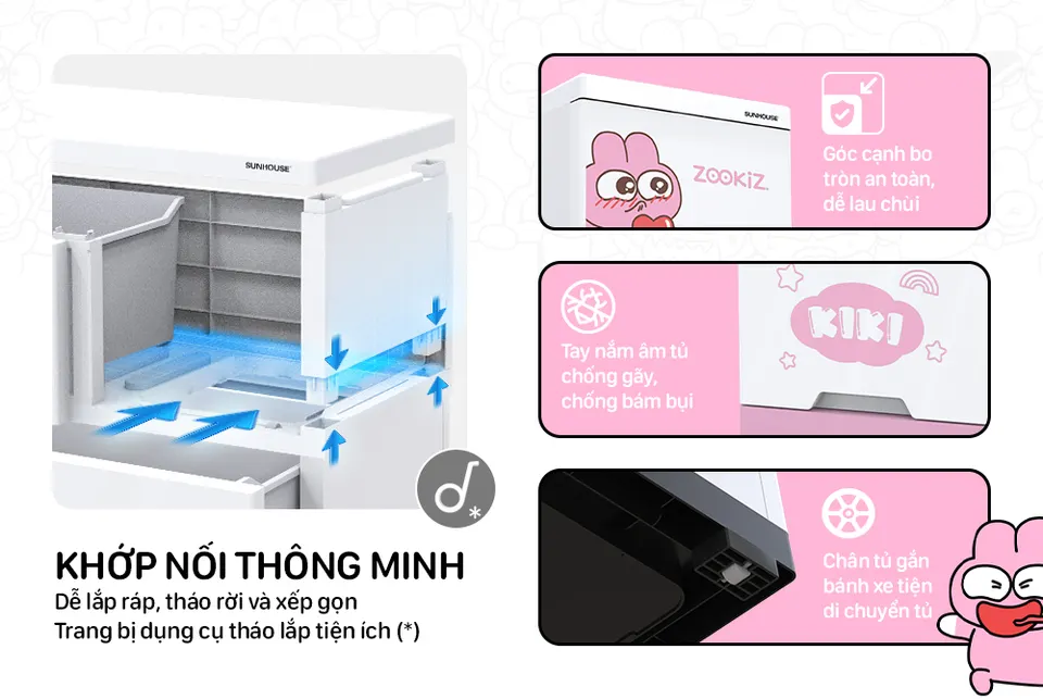 Tủ nhựa sơ sinh 3 ngăn Happy Baby SUNHOUSE KS-CA343G4