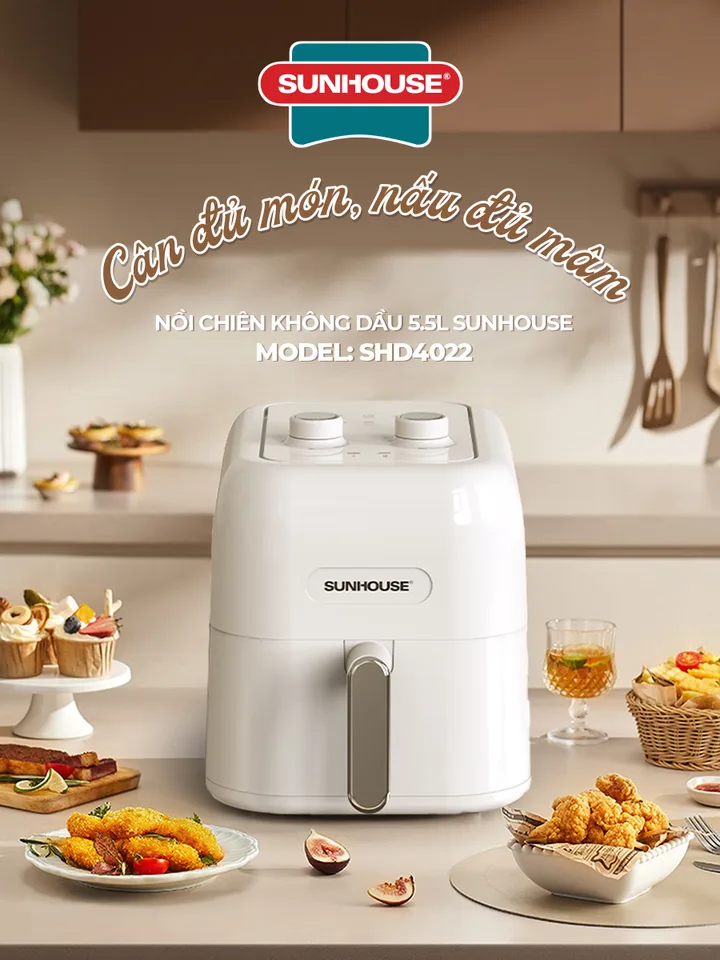 Nồi chiên không dầu 5.5L SUNHOUSE SHD4022 9