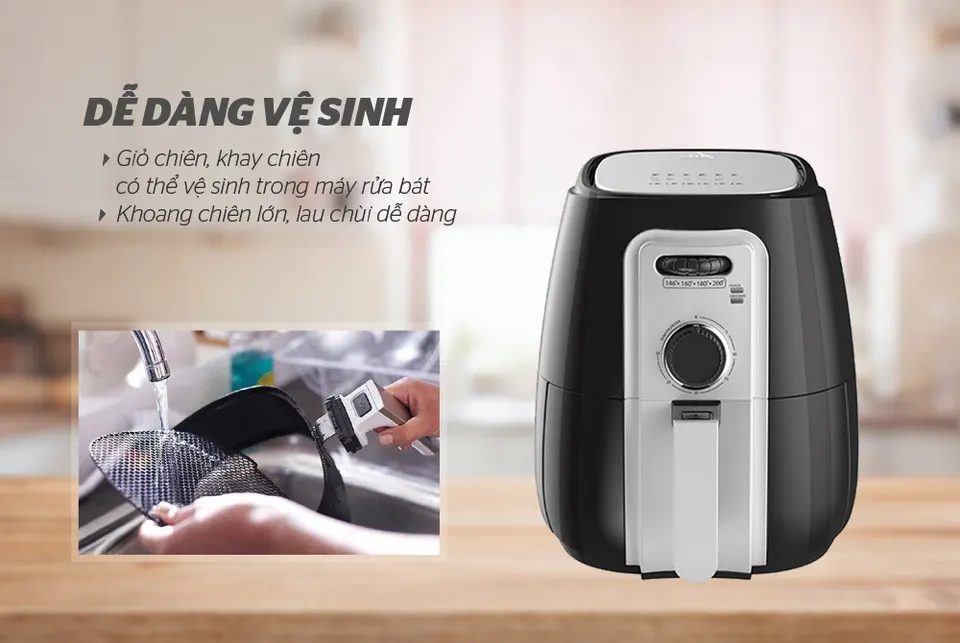 Nồi chiên không dầu 3L SUNHOUSE SHD4025B