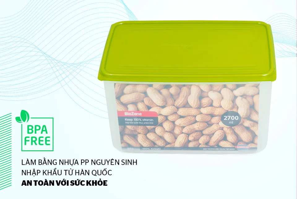 Hộp bảo quản thực phẩm khô 2700ml SUNHOUSE BioZone KB-DR2700P