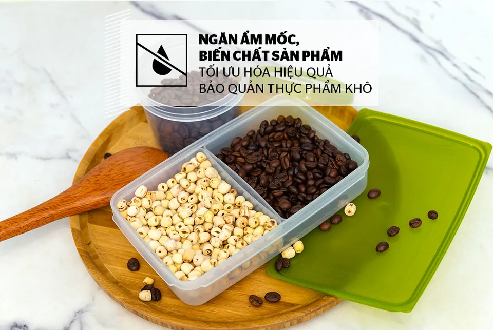 Hộp bảo quản thực phẩm khô chia ngăn 800ml BioZone KB-DR800P2