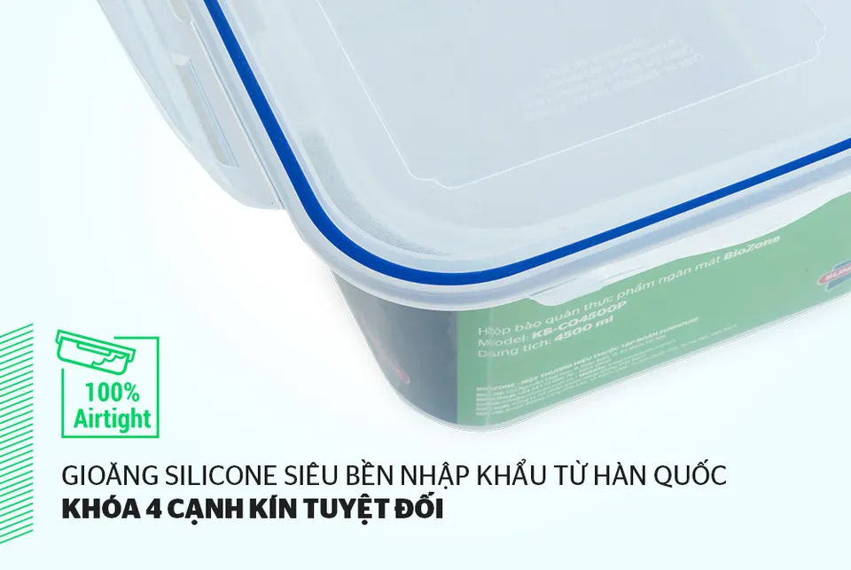 Hộp bảo quản thực phẩm ngăn mát 4500ml SUNHOUSE BioZone KB-CO4500P