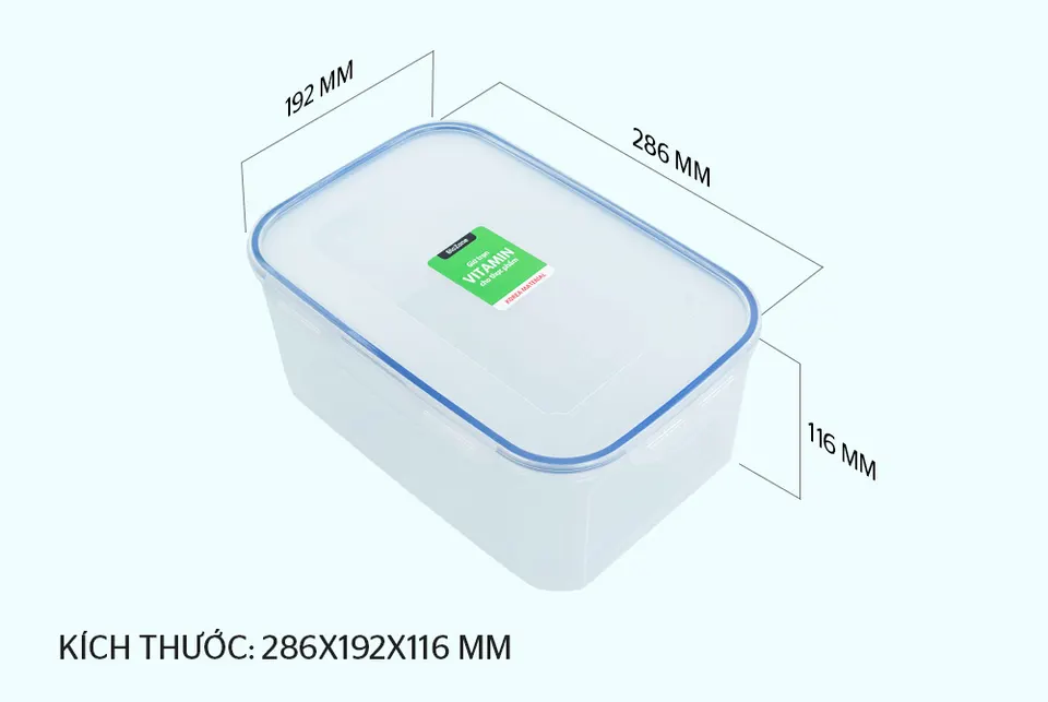 Hộp bảo quản thực phẩm ngăn mát 4500ml SUNHOUSE BioZone KB-CO4500P