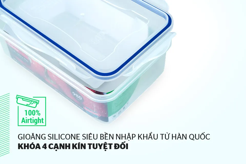Hộp bảo quản thực phẩm ngăn mát 980ml BioZone KB-CO980P