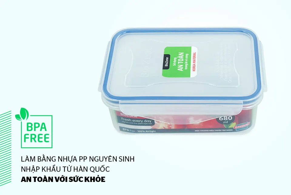 Hộp bảo quản thực phẩm ngăn mát 680ml BioZone KB-CO680P