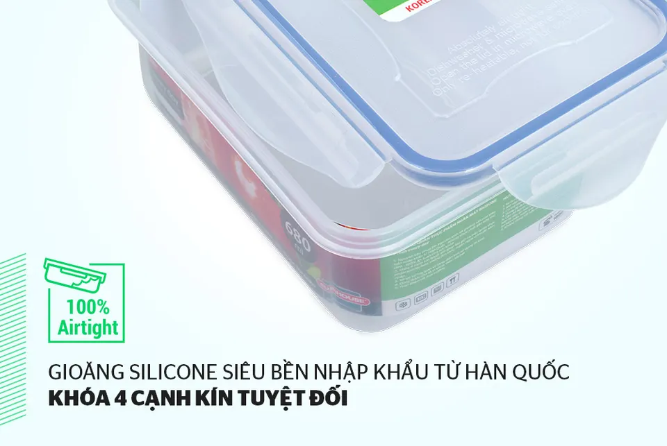 Hộp bảo quản thực phẩm ngăn mát 680ml BioZone KB-CO680P