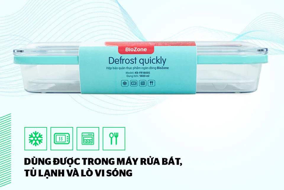 Hộp bảo quản thực phẩm ngăn đông 1800ml BioZone KB-FR1800S