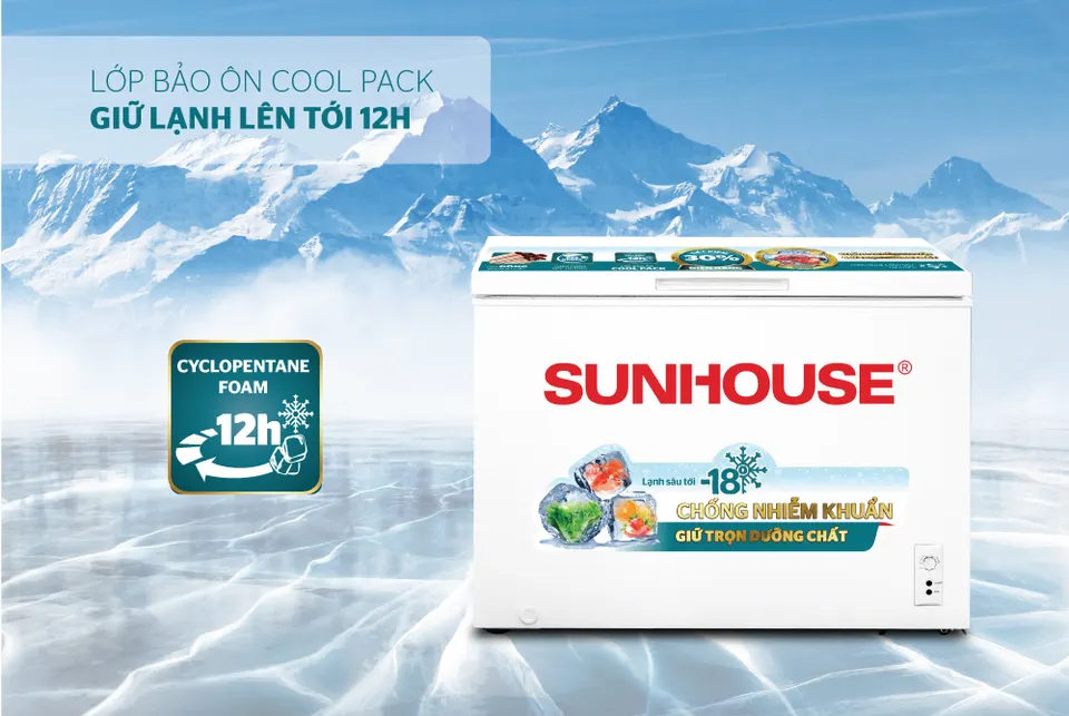 Tủ đông 1 ngăn 1 cánh SUNHOUSE SHR-F1353W1 1