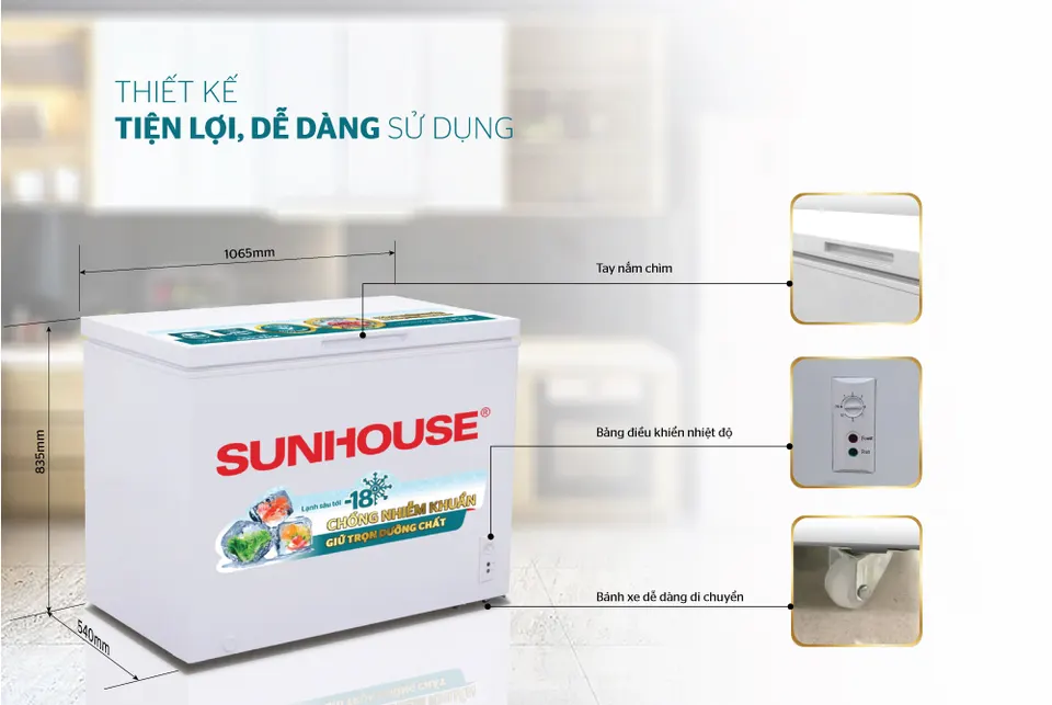 Tủ đông 1 ngăn 1 cánh SUNHOUSE SHR-F1283W1 5