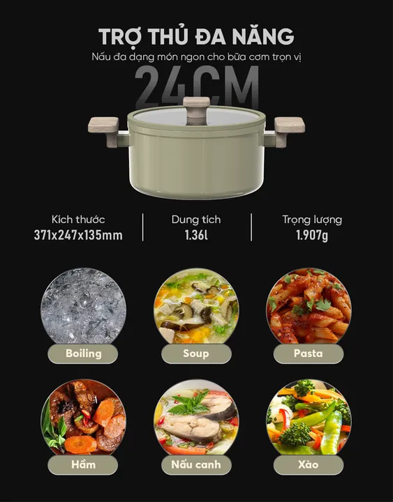 NỒI FULL-INDUCTION SUNHOUSE TITANIUM PLASMA ST2210P-24
