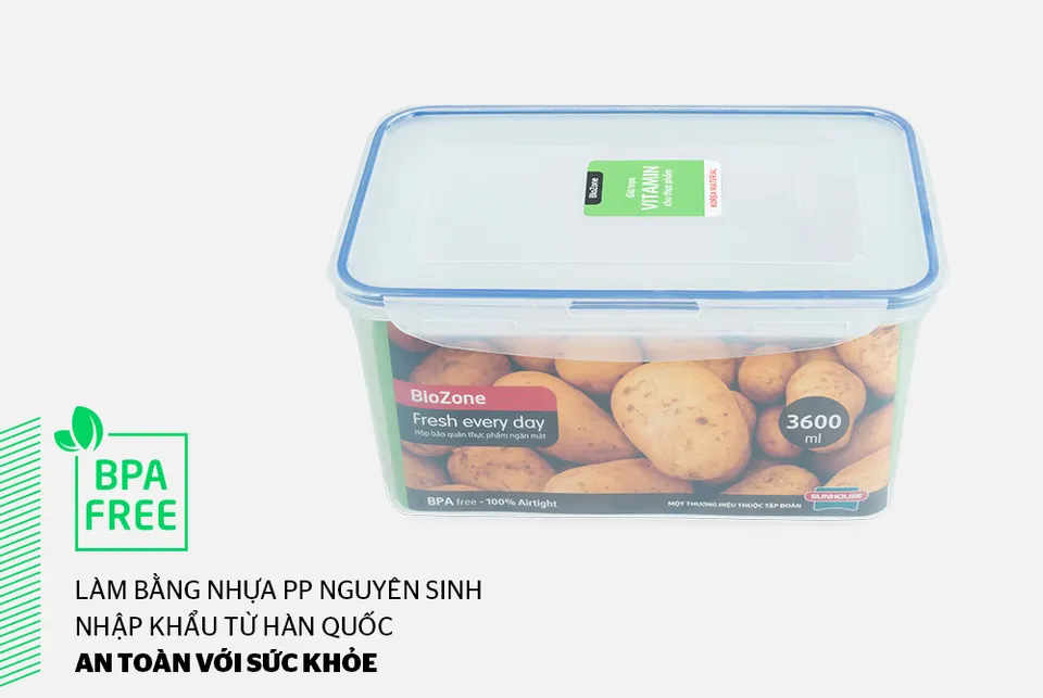 Hộp bảo quản thực phẩm ngăn mát 3600ml BioZone KB-CO3600P