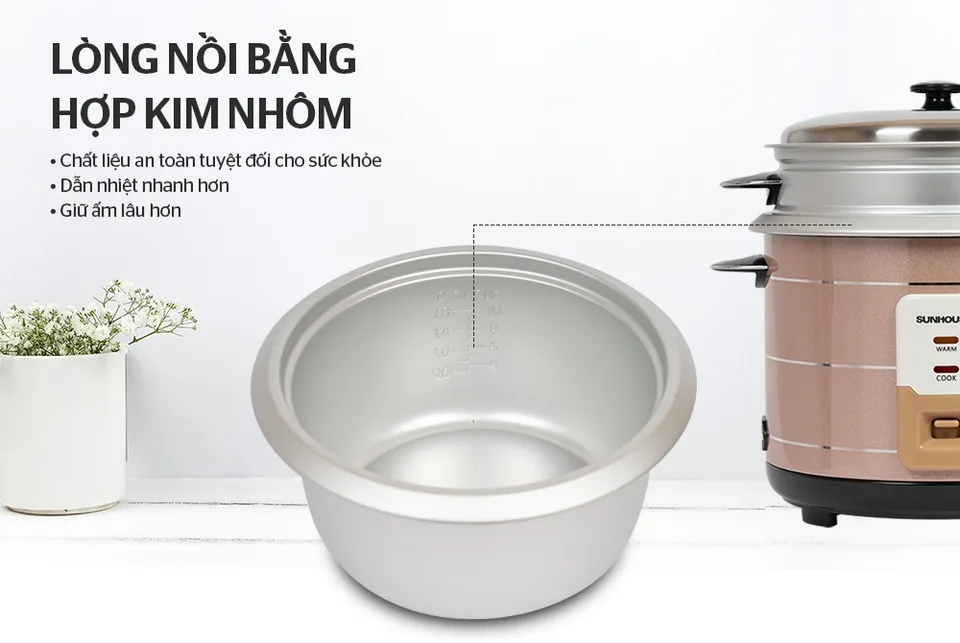 Nồi cơm điện nắp rời 2.2l SUNHOUSE SHD8135 14