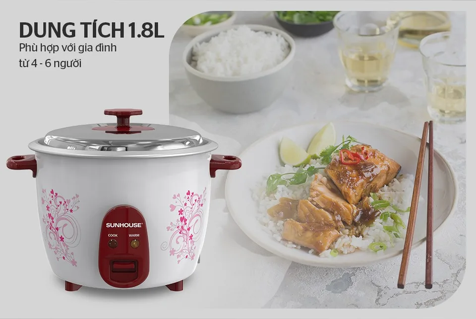 Nồi cơm điện nắp rời 1.8l SUNHOUSE SHD8126 9