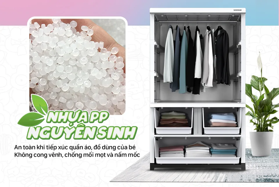 Tủ nhựa trẻ em 2 cánh Happy Kids SUNHOUSE KS-CA1177B3 11