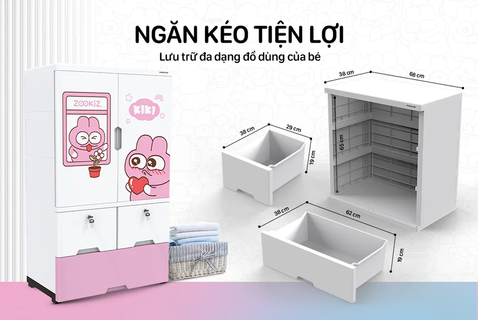 Tủ nhựa trẻ em 2 cánh Happy Kids SUNHOUSE KS-CA1177G3 11