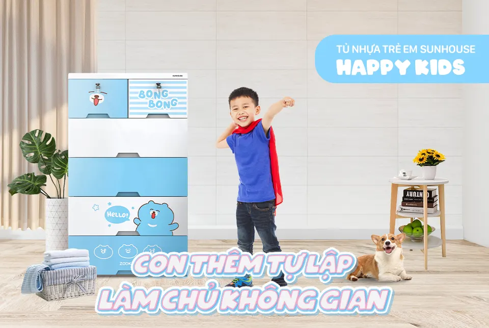 Tủ nhựa trẻ em 6 ngăn Happy Kids SUNHOUSE KS-CA688B6