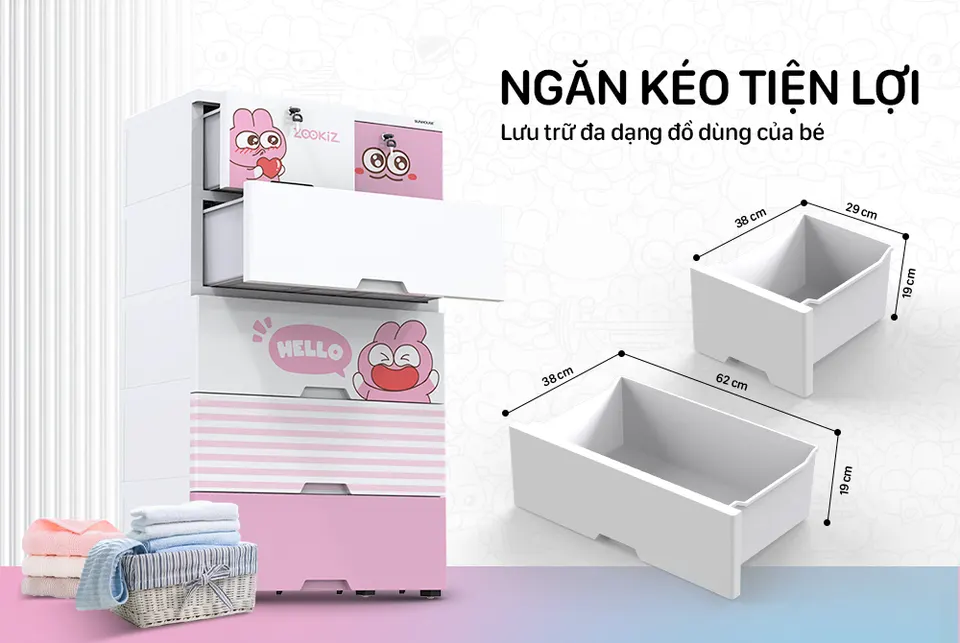Tủ nhựa trẻ em 6 ngăn Happy Kids SUNHOUSE KS-CA688G6