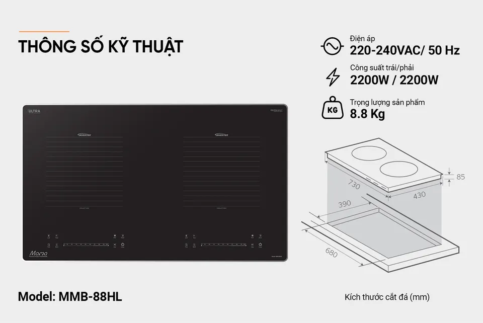 BẾP ĐÔI ĐIỆN TỪ SUNHOUSE MAMA MMB-88HL