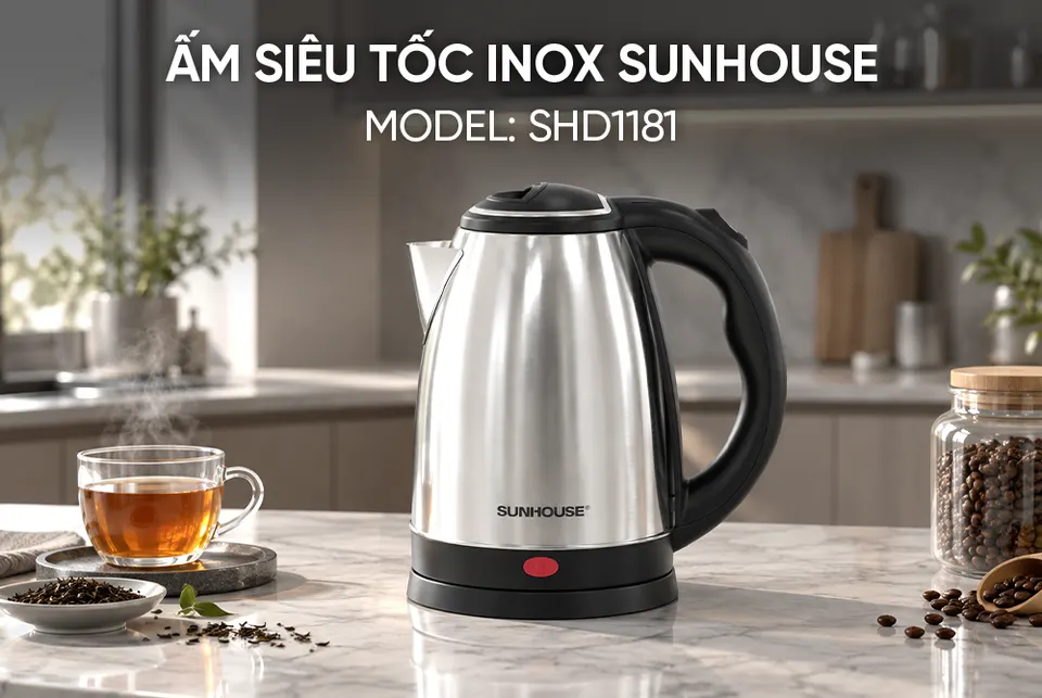 Ấm siêu tốc Inox 1.8L SUNHOUSE SHD1181