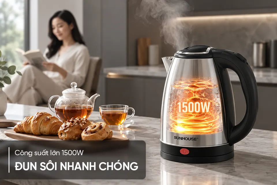 Ấm siêu tốc Inox 1.8L SUNHOUSE SHD1181